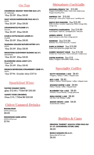 Menu – The Garrison House